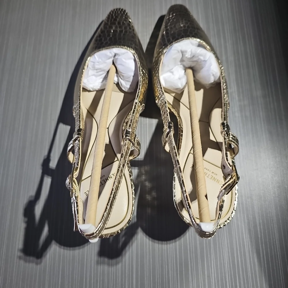Kenneth Cole Martha Chic Elegant Slingback Kitten Heels Soft Gold Size 7M NEW - Picture 6 of 12